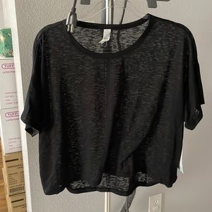 NWT Sheer Black Crop Workout Top